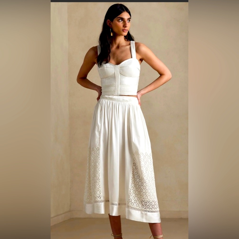 NWT $230 Banana Republic CLOVER MIXED MEDIA SKIRT  ***runs big, fits US 2-4***